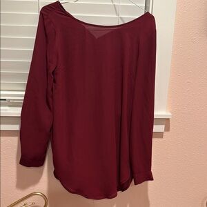 Forever 21 Red Asymmetrical Long Sleeve Blouse